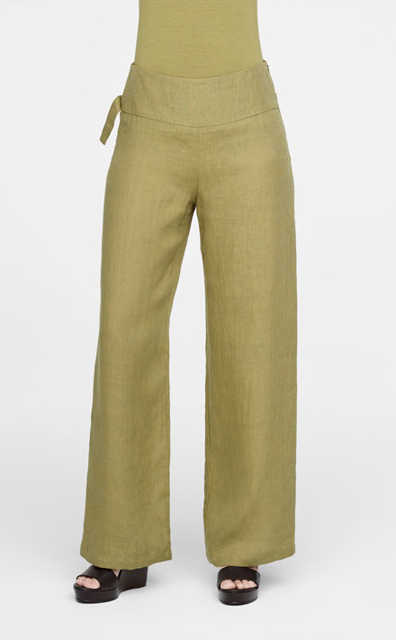 Verwonderlijk Groene linnen broek met wijde pijpen - Sarah Pacini OX-52