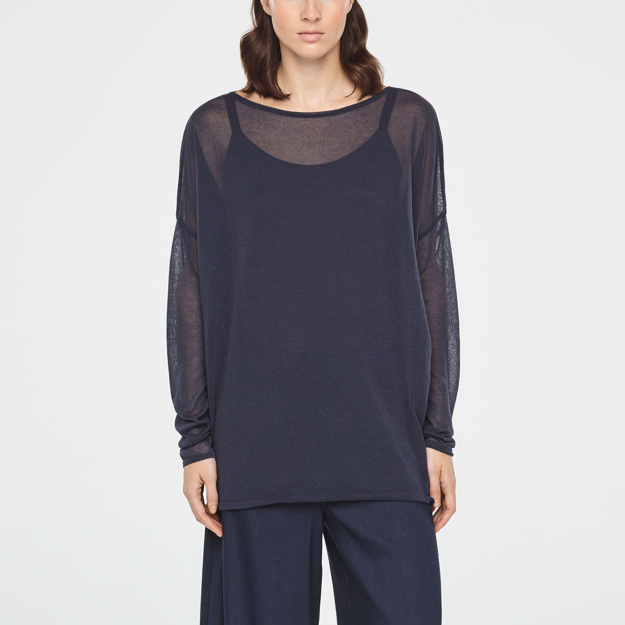 Blue light cotton sweater - full sleeves by Sarah Pacini
