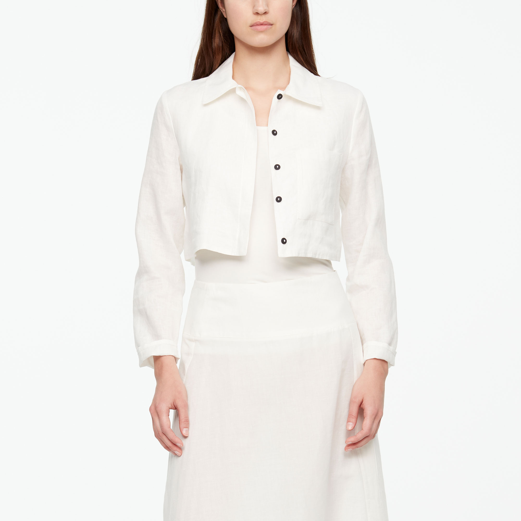 white linen cropped jacket