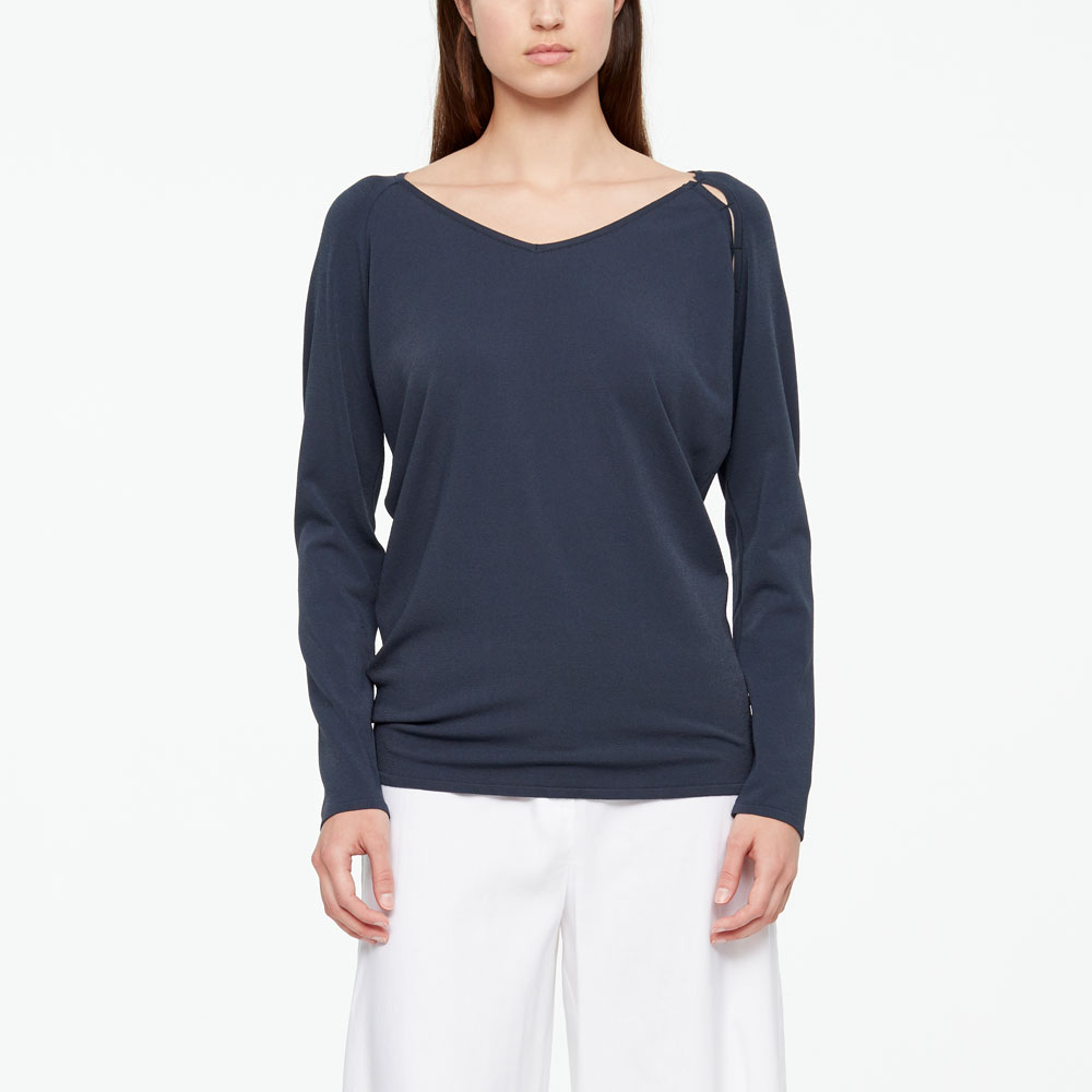 Sarah Pacini SUMMER SWEATER - SHOULDER SLIT Front