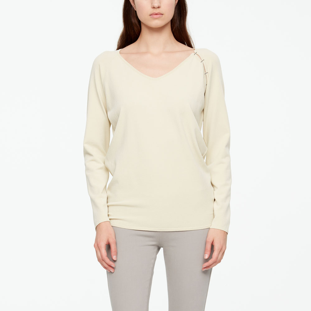 Sarah Pacini SUMMER SWEATER - SHOULDER SLIT Front