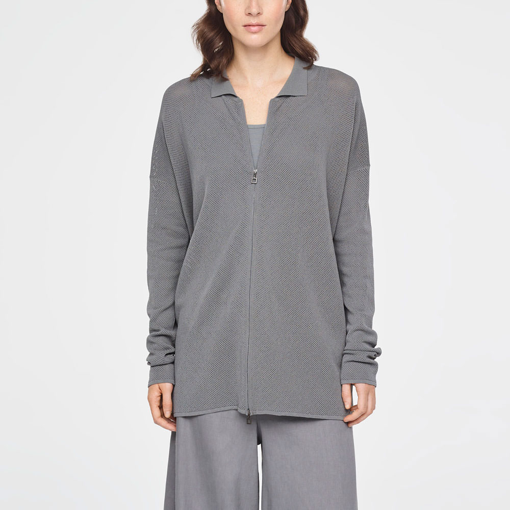 Sarah Pacini LONG PERFORATED CARDIGAN Front
