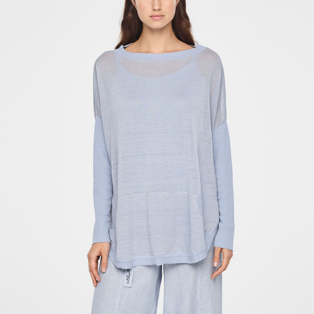 Sarah Pacini PULL LONG EN LIN - GRANDE POCHE De face