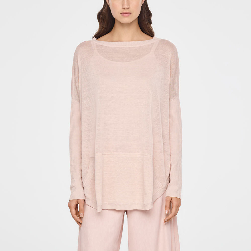 Sarah Pacini LANGER LEINEN-SWEATER STREET-STYLE Vorne