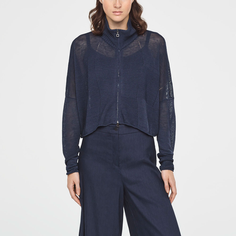 Sarah Pacini CARDIGAN EN LIN - MOTIF DAMIER De face