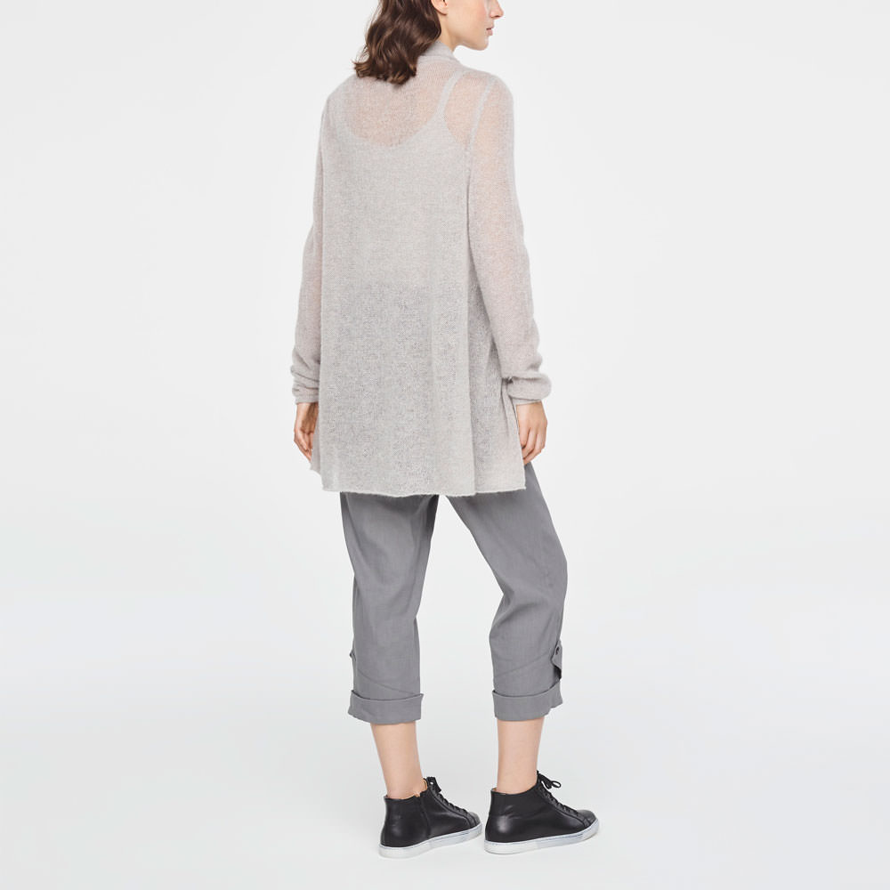 Langer Cardigan Ultra Leichtes Mohair Von Sarah Pacini In Hellgrau Aus Mohair