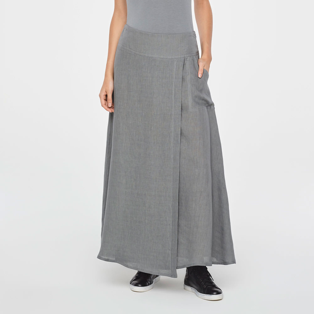 Sarah Pacini MAXI-WICKELROCK LEINEN Vorne