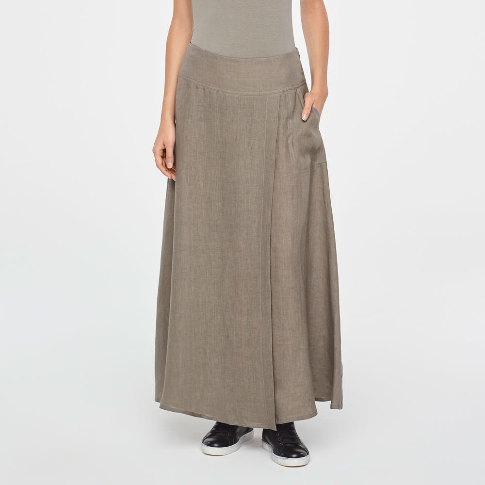 Sarah Pacini MAXI LINEN WRAP SKIRT Front