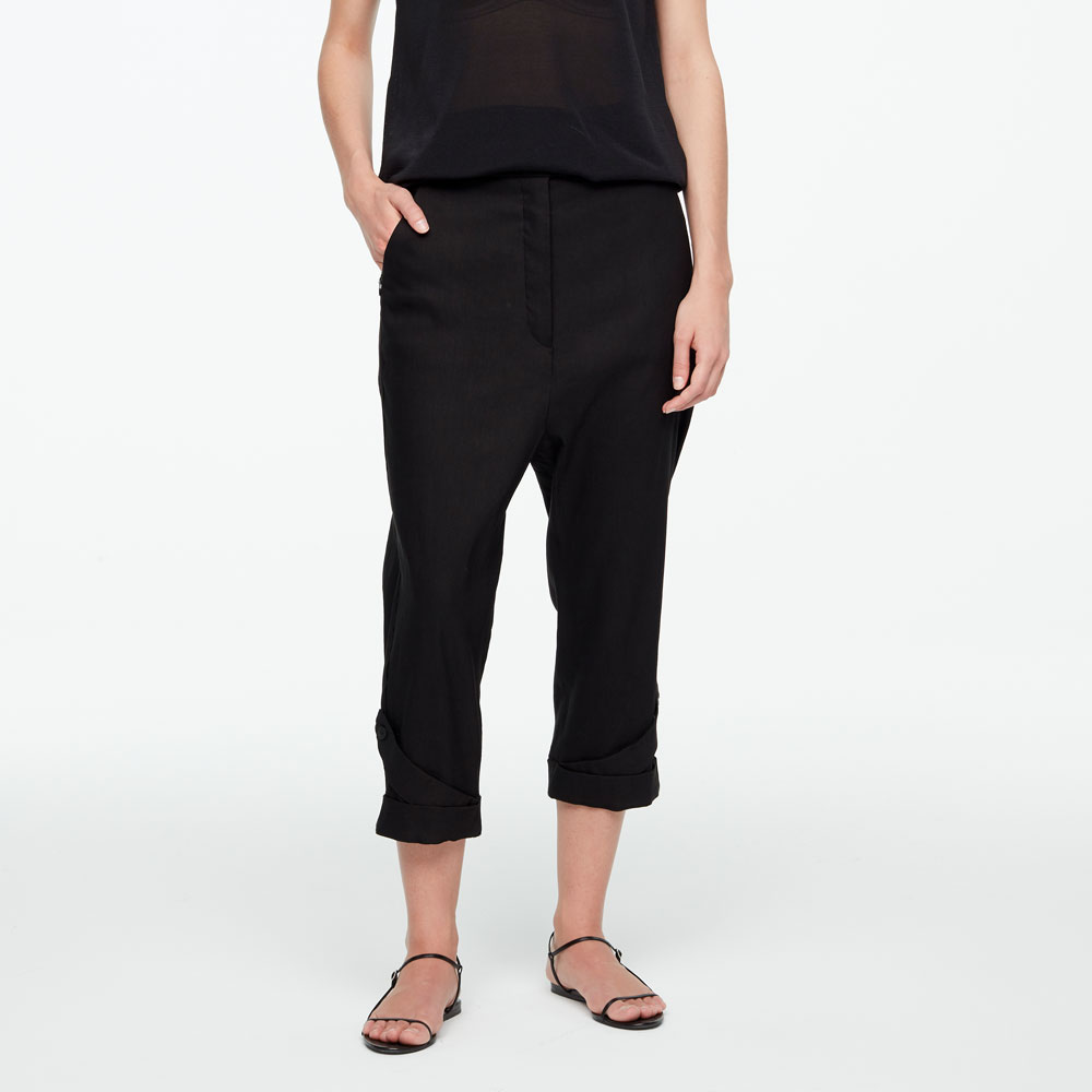 Sarah Pacini CROPPED LINEN PANTS WITH CUFFS Front