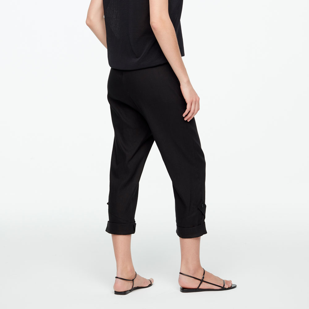 Sarah Pacini CROPPED LINEN PANTS WITH CUFFS Back view