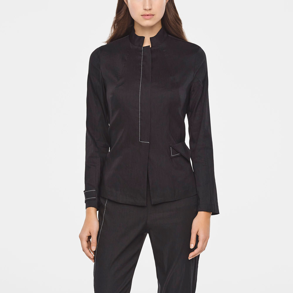 Sarah Pacini LEINENJACKE MIT REISSVERSCHLUSS Vorne