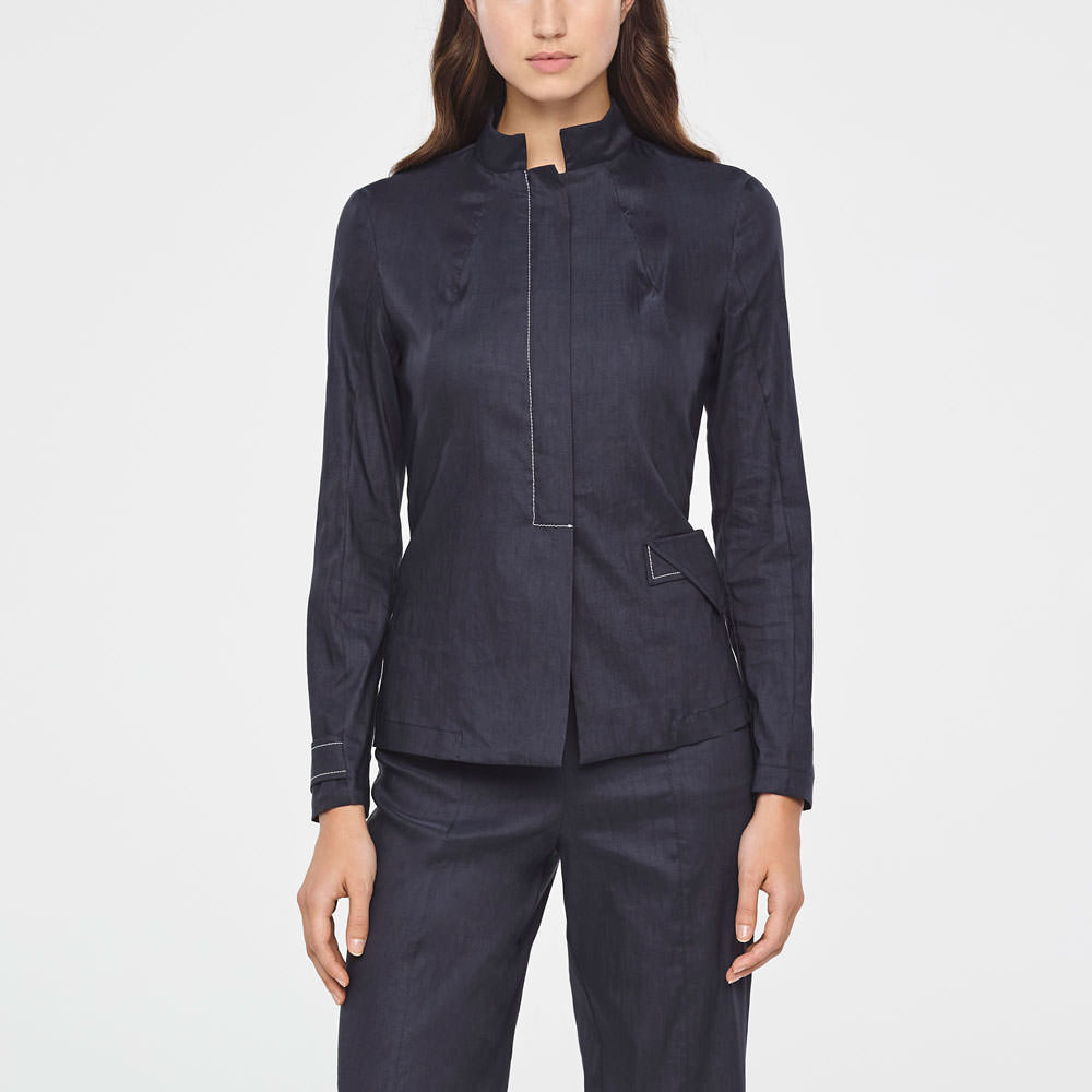 Sarah Pacini VESTE EN LIN - SURPIQURES De face