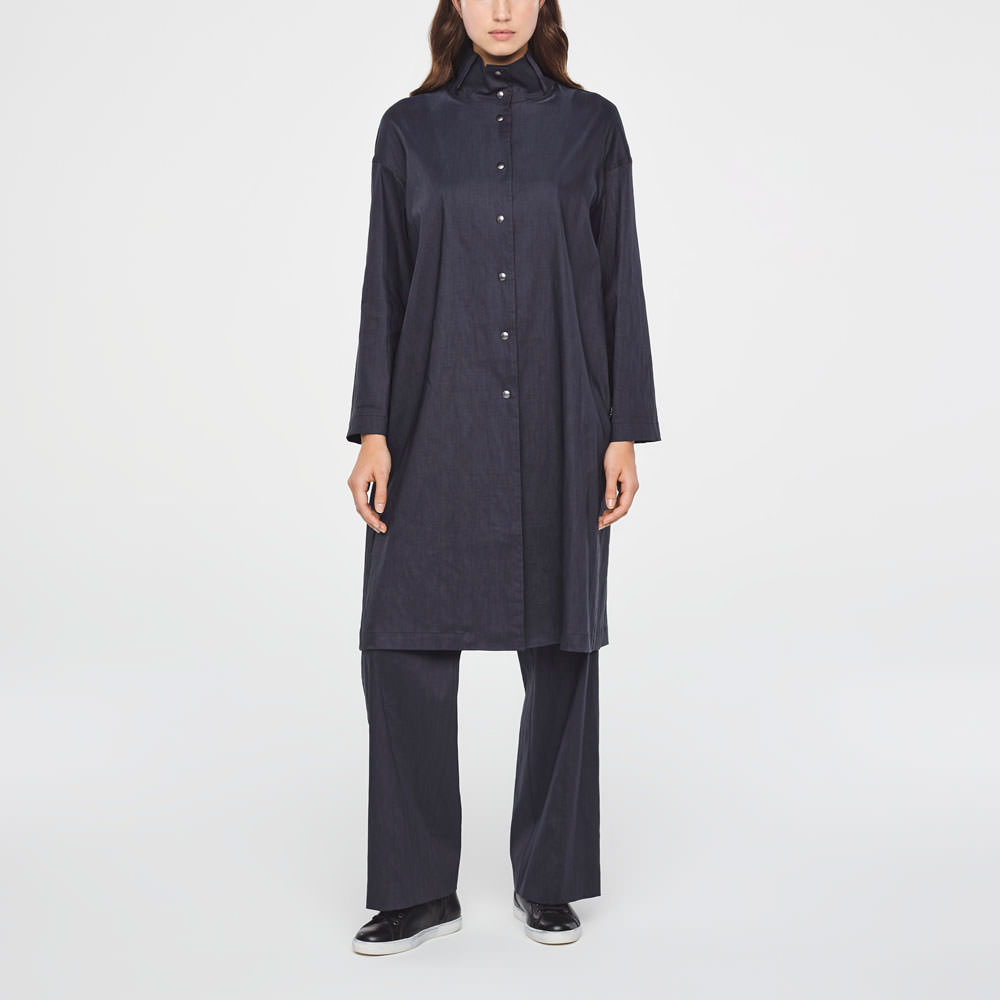 Sarah Pacini LINEN OVERCOAT Front