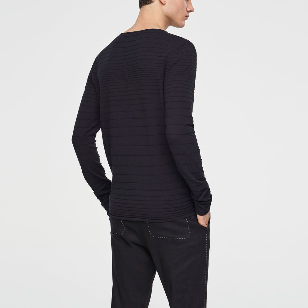 Sarah Pacini PULL EN COTON - RAYURES EN RELIEF Derrière