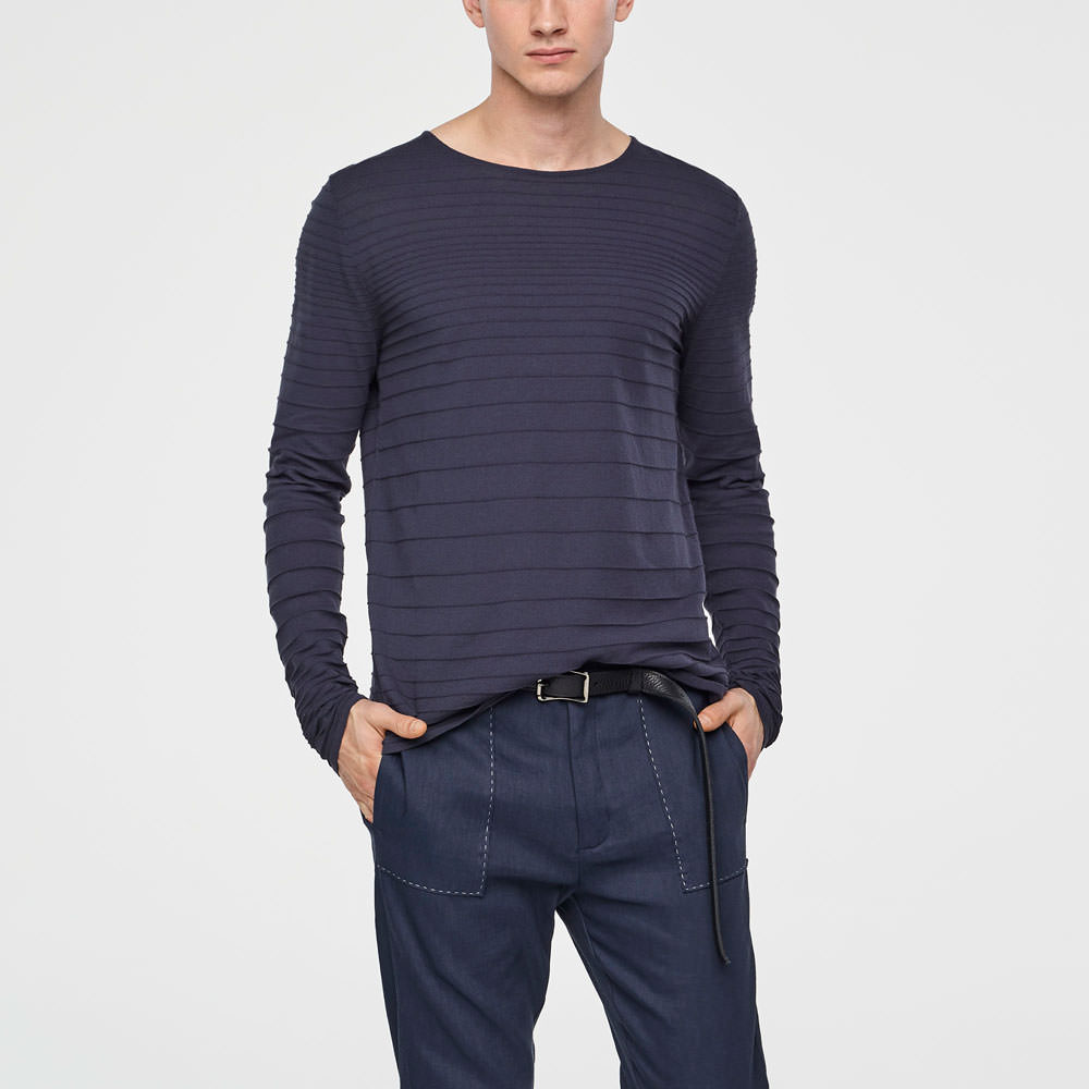 Sarah Pacini PULL EN COTON - RAYURES EN RELIEF De face