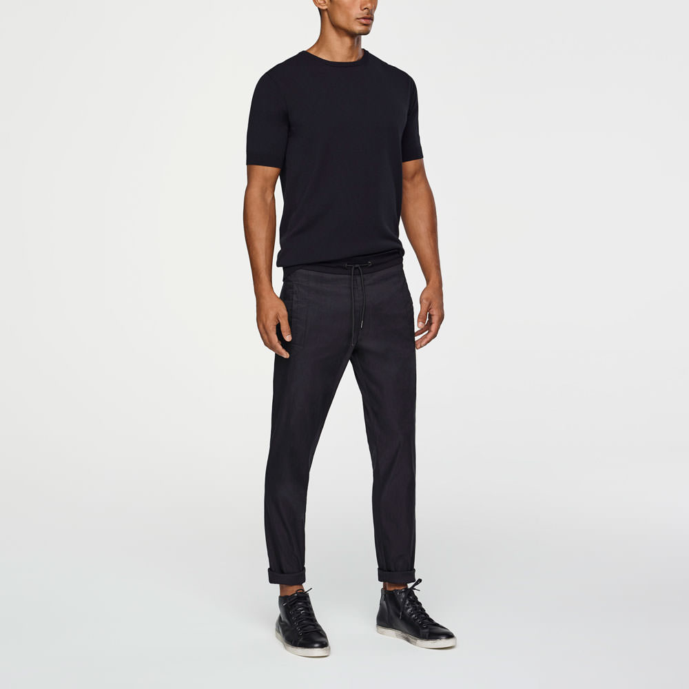 Sarah Pacini STRETCH-LINEN PANTS - DRAWSTRING Front