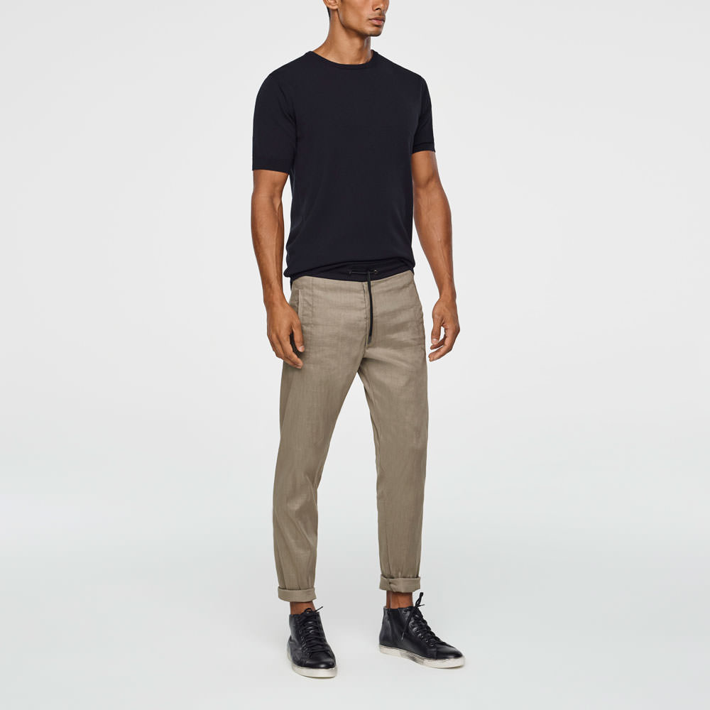 Sarah Pacini PANTALON LIN STRETCH - CORDON AJUSTABLE De face