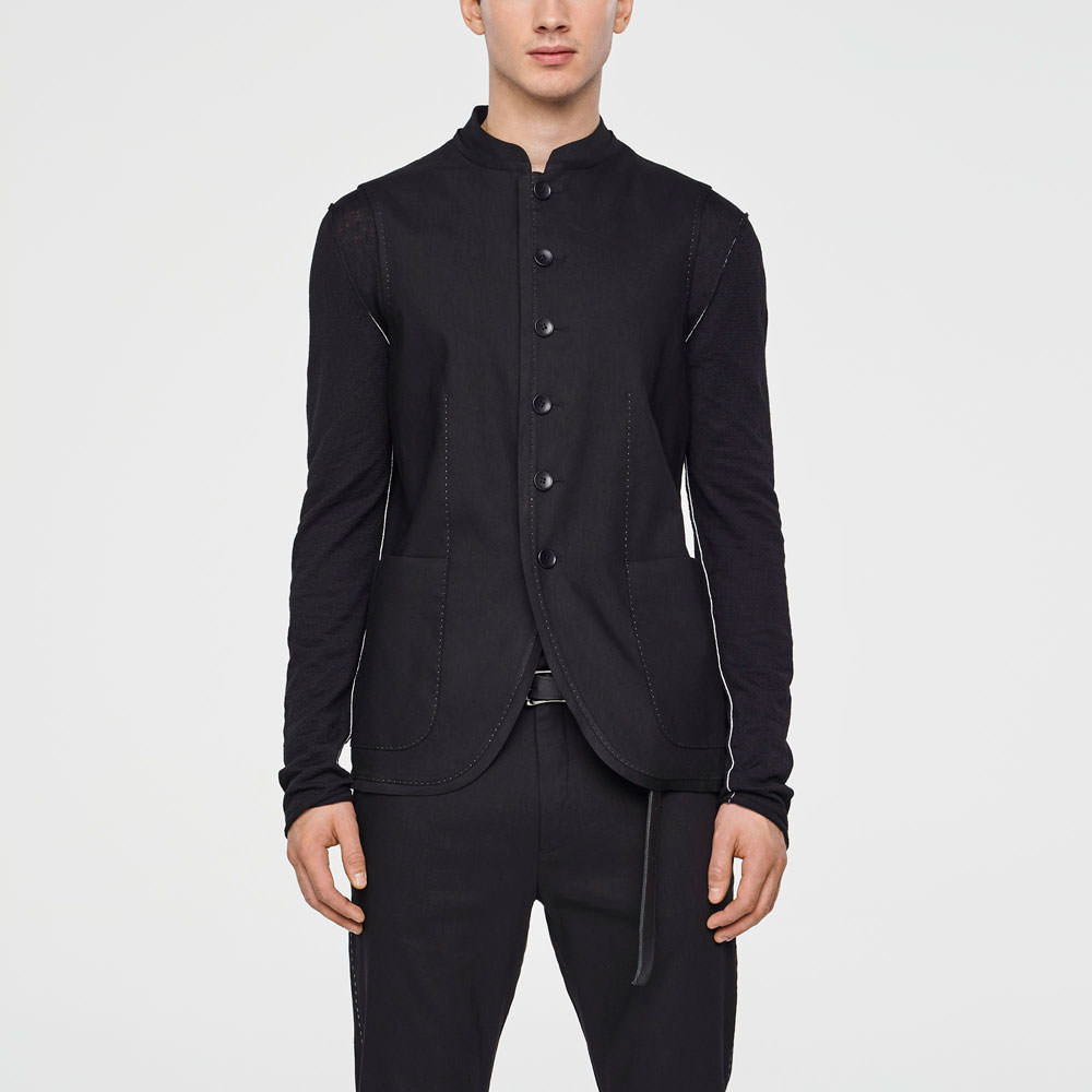 Sarah Pacini STRETCH-LINEN JACKET - SLEEVELESS Front
