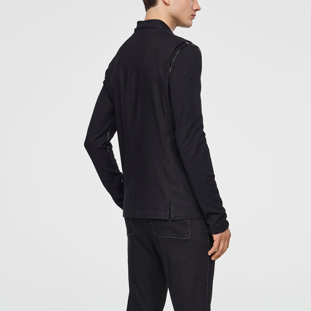 Sarah Pacini STRETCH-LINEN JACKET - SLEEVELESS Back view