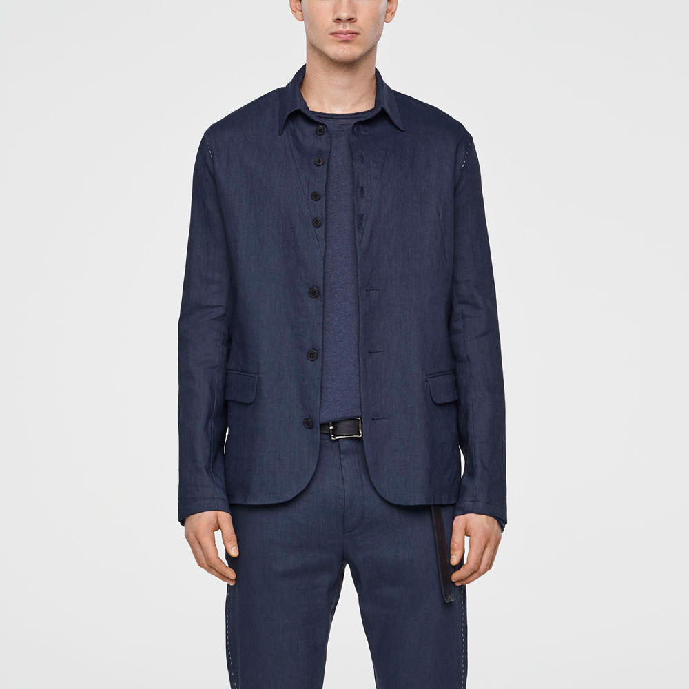 Sarah Pacini VESTE LIN STRETCH - COL BOUTONNÉ De face
