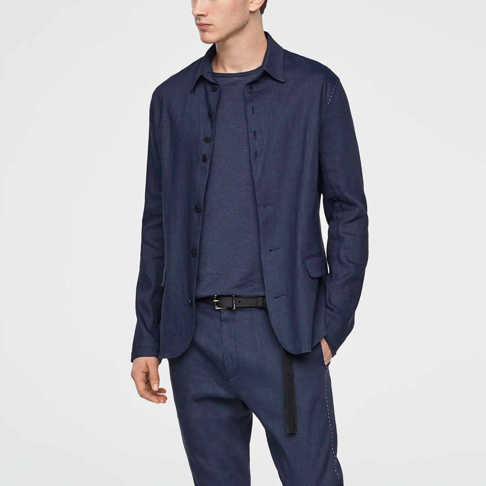 Sarah Pacini VESTE LIN STRETCH - COL BOUTONNÉ Mixé