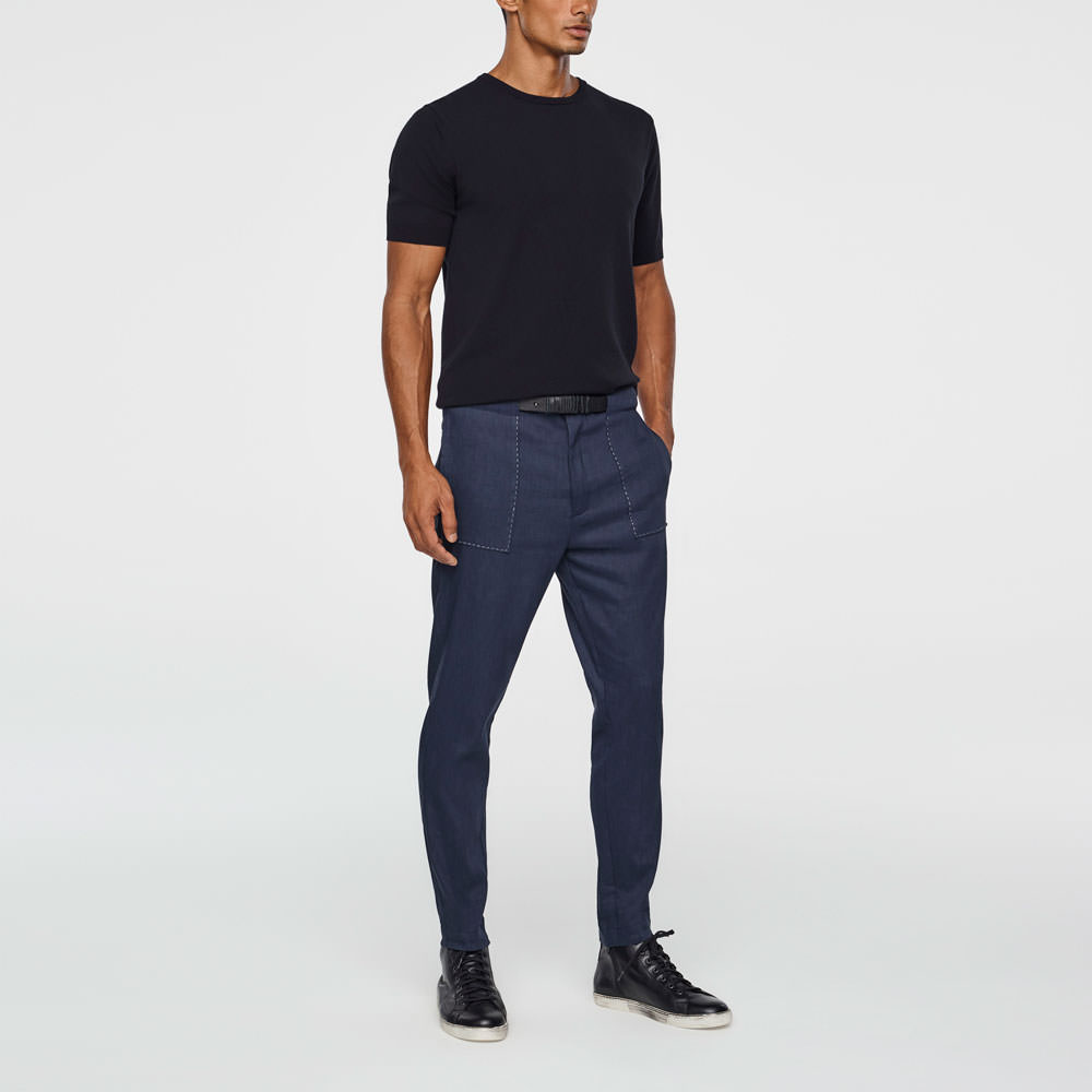 Sarah Pacini PANTALON LIN STRETCH - POCHES PLAQUÉES De face