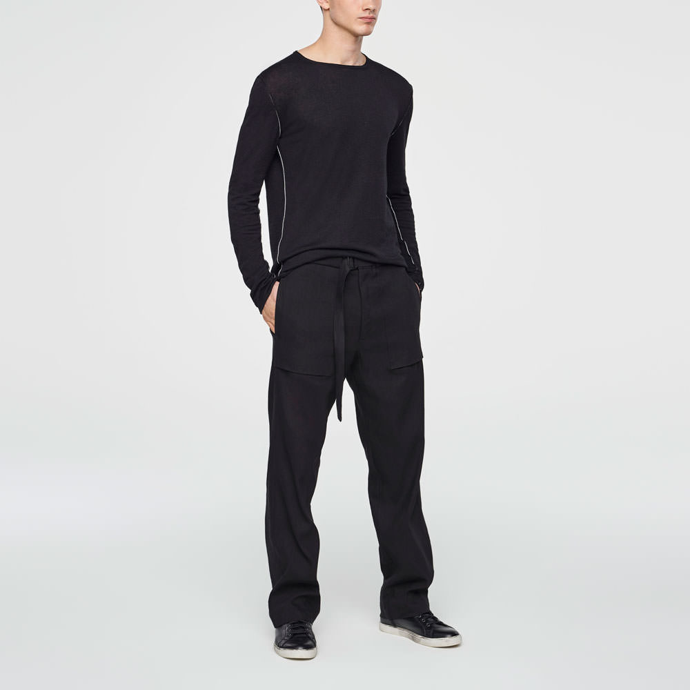 Sarah Pacini PANTALON LIN STRETCH - JAMBE LARGE De face