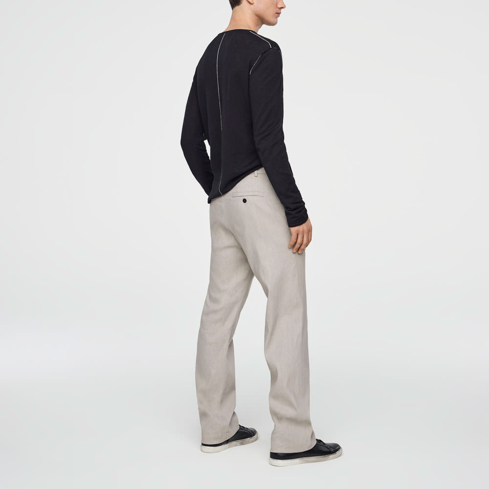 Sarah Pacini PANTALON LIN STRETCH - JAMBE LARGE Derrière
