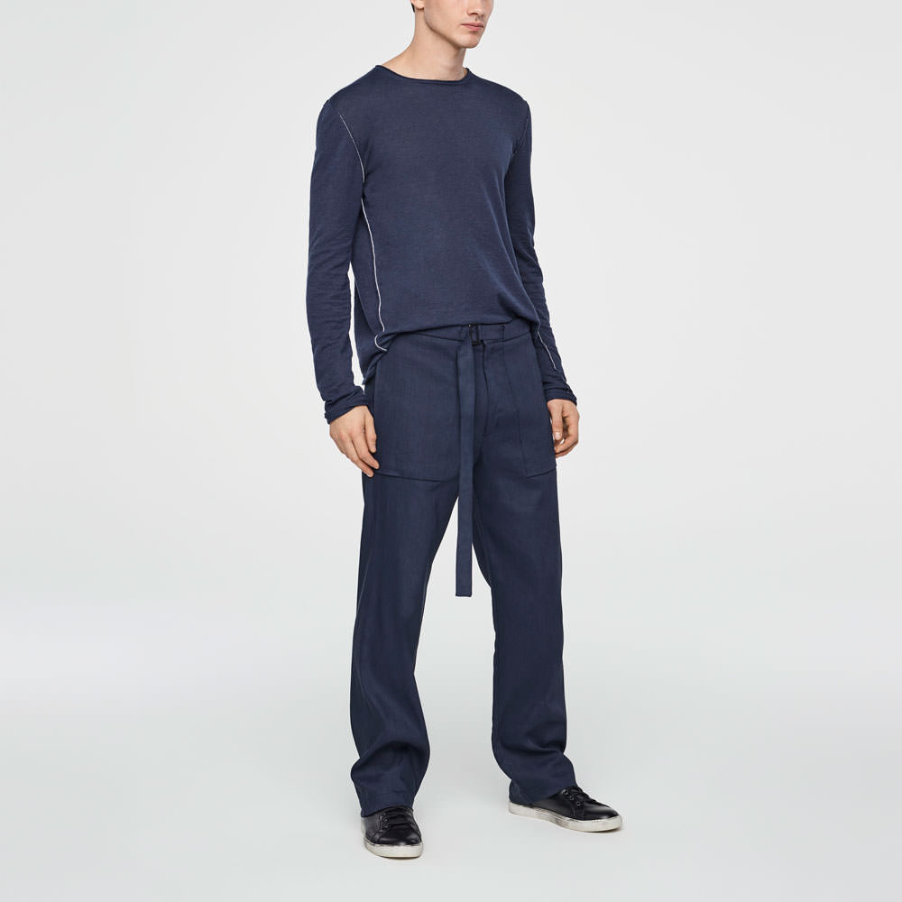 Sarah Pacini PANTALON LIN STRETCH - JAMBE LARGE De face
