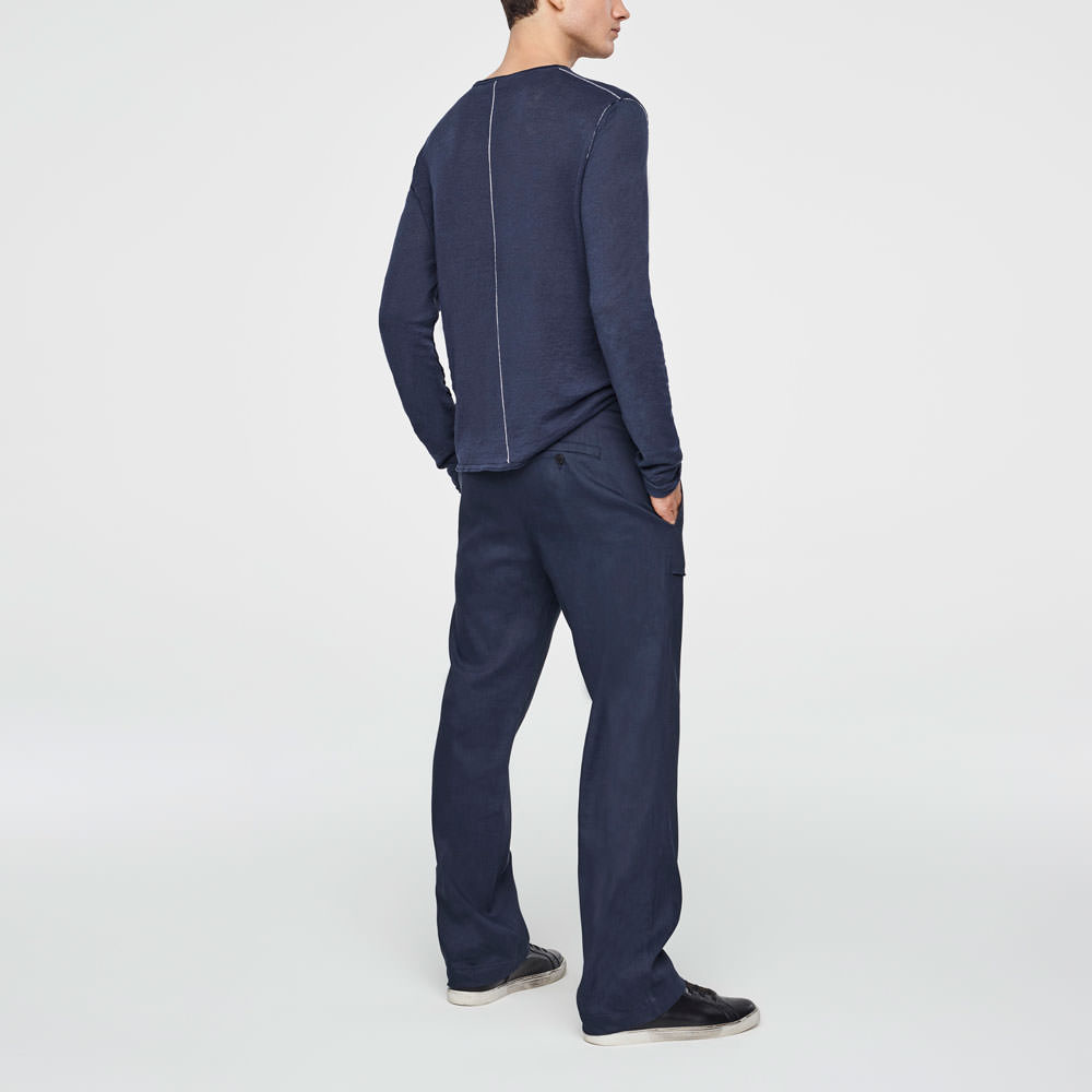 Sarah Pacini PANTALON LIN STRETCH - JAMBE LARGE Derrière