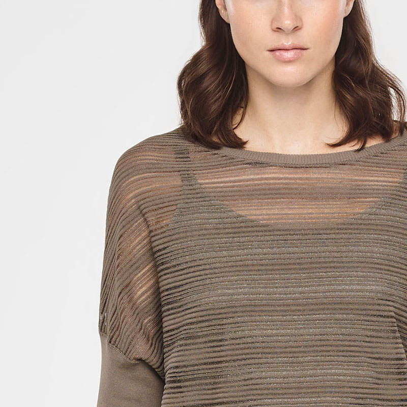 Sarah Pacini TRANSLUCENT STRIPED SWEATER - LONG SLEEVES Front