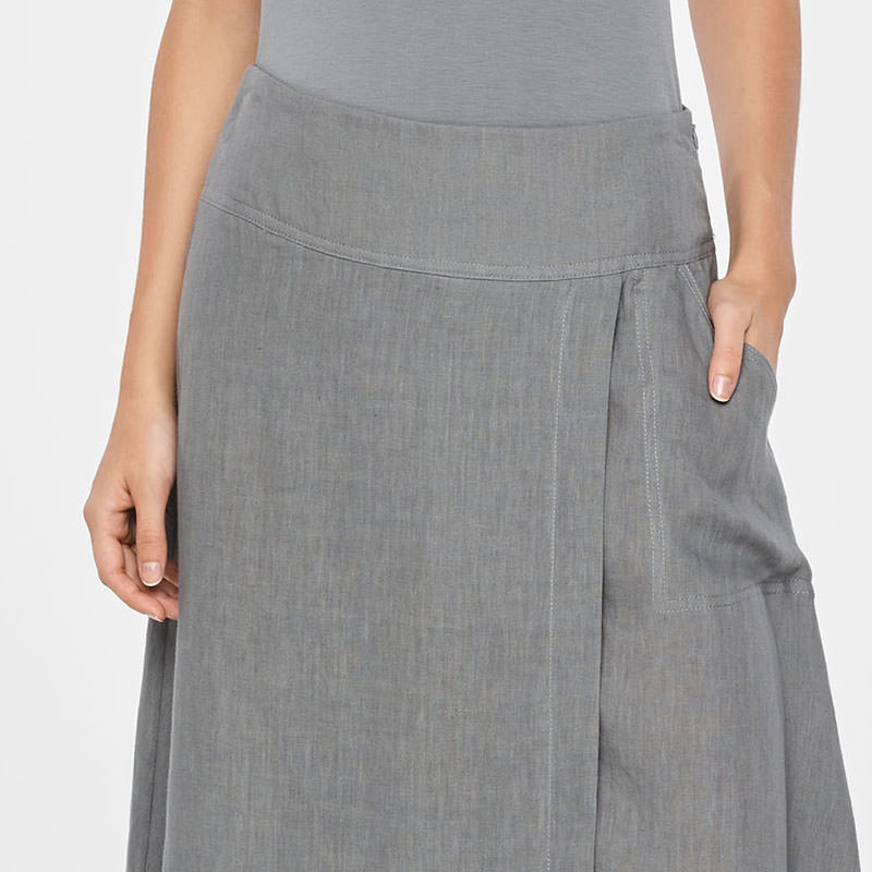 Sarah Pacini MAXI-WICKELROCK LEINEN Vorne