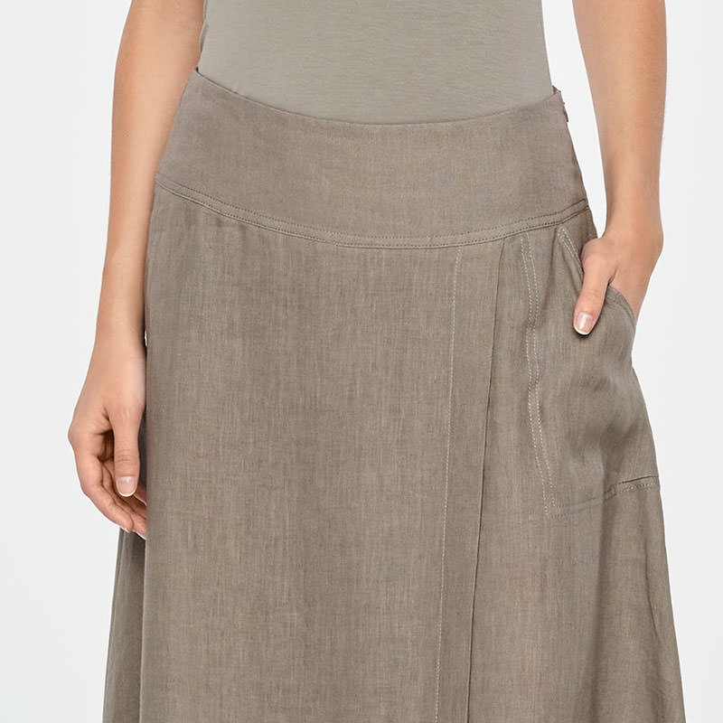 Sarah Pacini MAXI LINEN WRAP SKIRT Front
