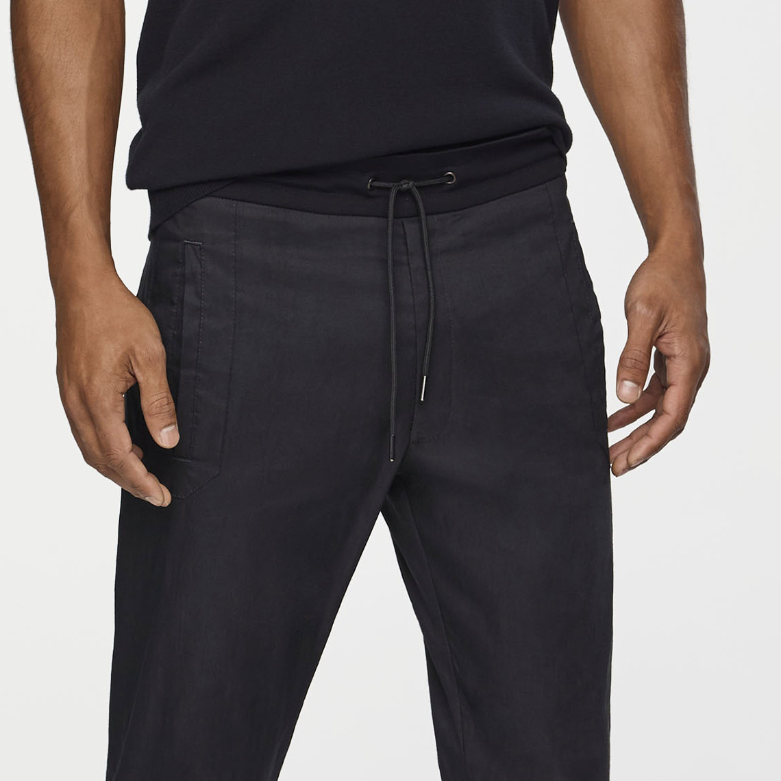 Sarah Pacini STRETCH-LINEN PANTS - DRAWSTRING Front