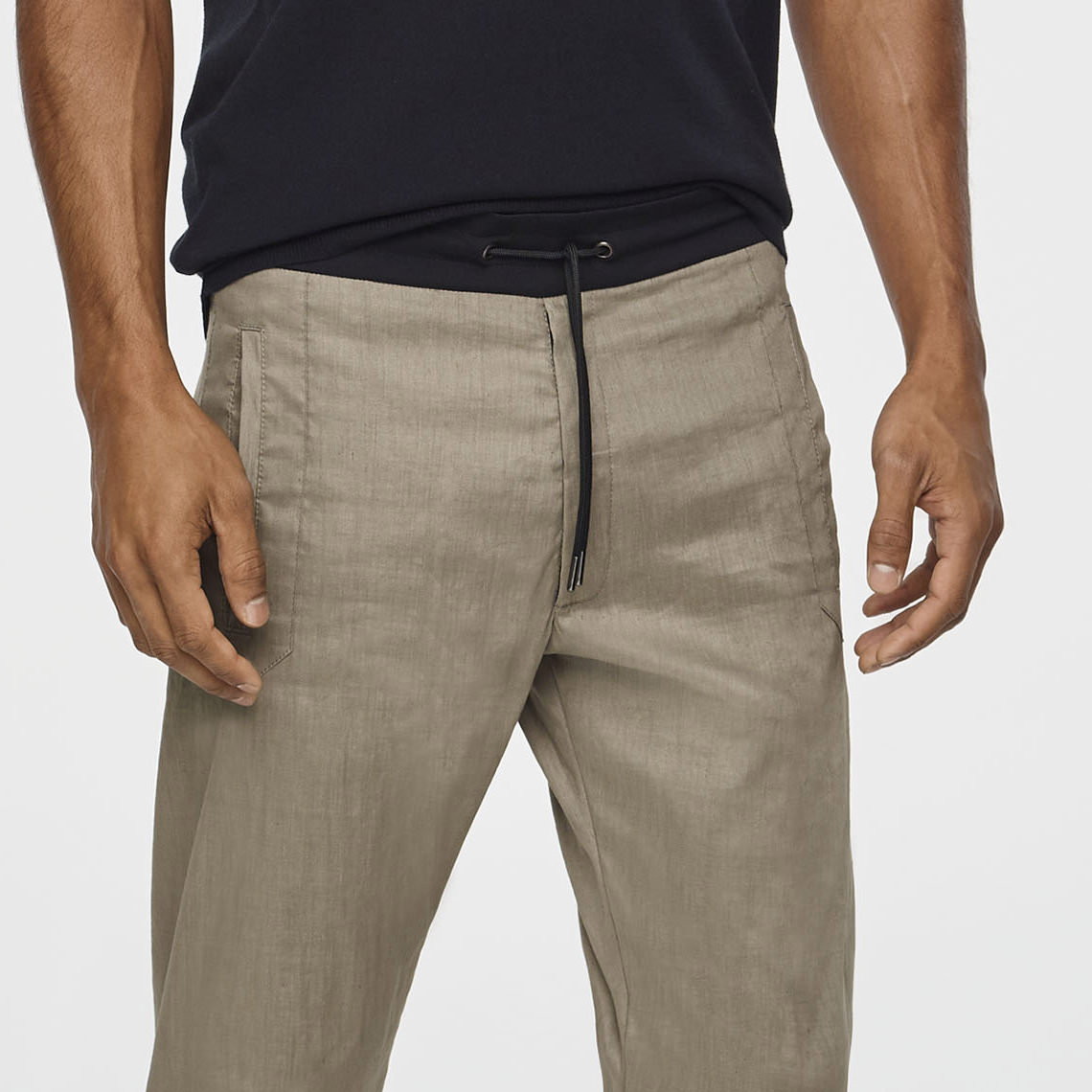 Sarah Pacini PANTALON LIN STRETCH - CORDON AJUSTABLE De face