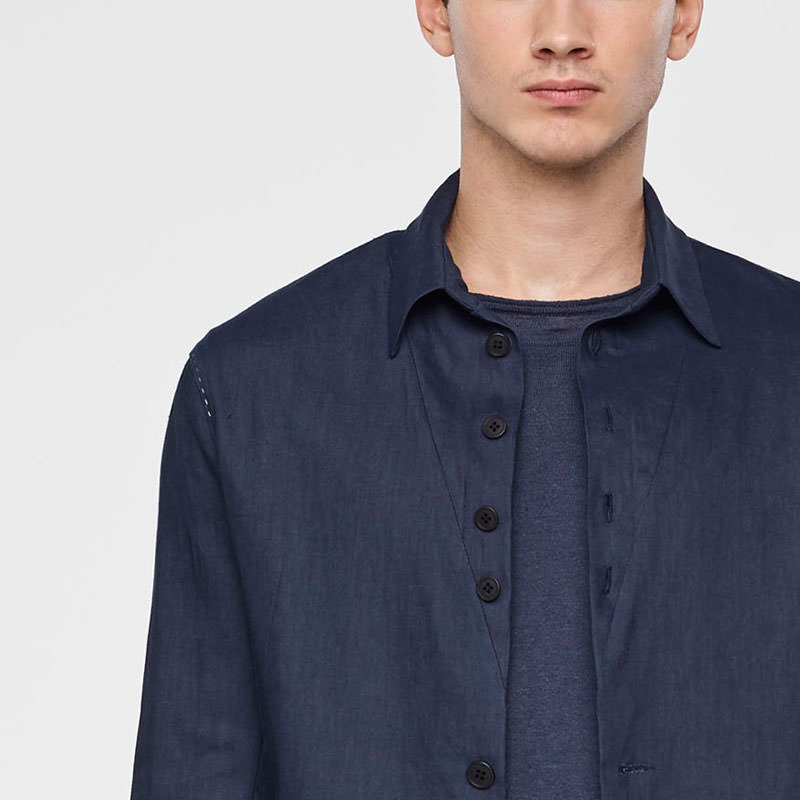 Sarah Pacini VESTE LIN STRETCH - COL BOUTONNÉ De face