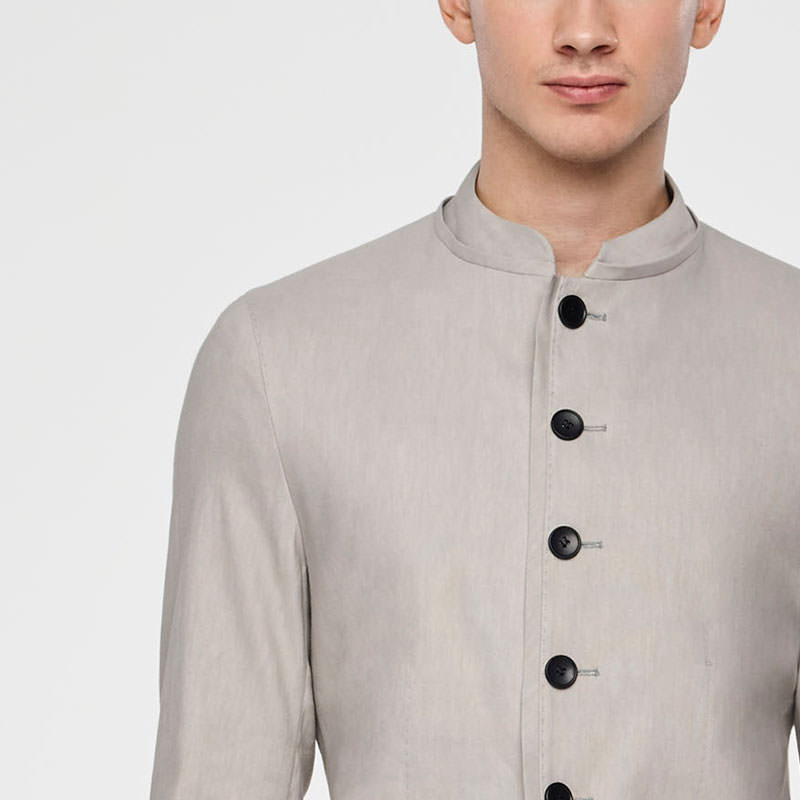Sarah Pacini VESTE LIN STRETCH - COL MANDARIN De face