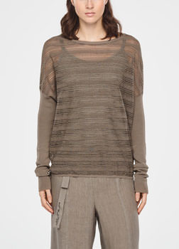 Sarah Pacini TRANSPARENTER STREIFEN-SWEATER – LANGÄRMLIG Vorne