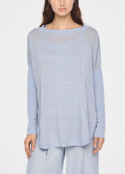 Sarah Pacini PULL LONG EN LIN - GRANDE POCHE De face
