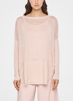 Sarah Pacini LANGER LEINEN-SWEATER STREET-STYLE Vorne