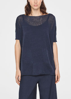 Sarah Pacini PULL EN LIN - MOTIF DAMIER De face