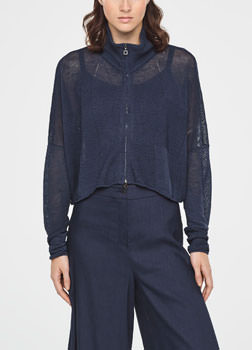 Sarah Pacini CARDIGAN EN LIN - MOTIF DAMIER De face