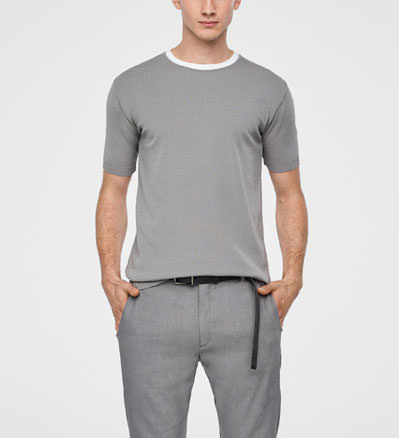 Sarah Pacini LIGHT SWEATER - STRIPED CREWNECK Front