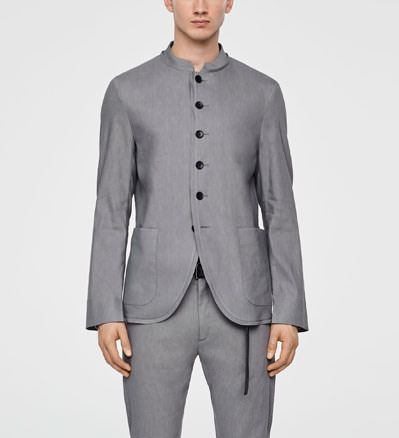 Sarah Pacini VESTE LIN STRETCH - COL MANDARIN De face