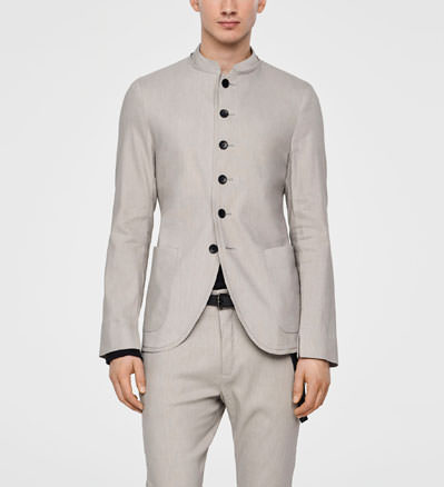 Sarah Pacini STRETCH-LINEN JACKET - MANDARIN COLLAR Front