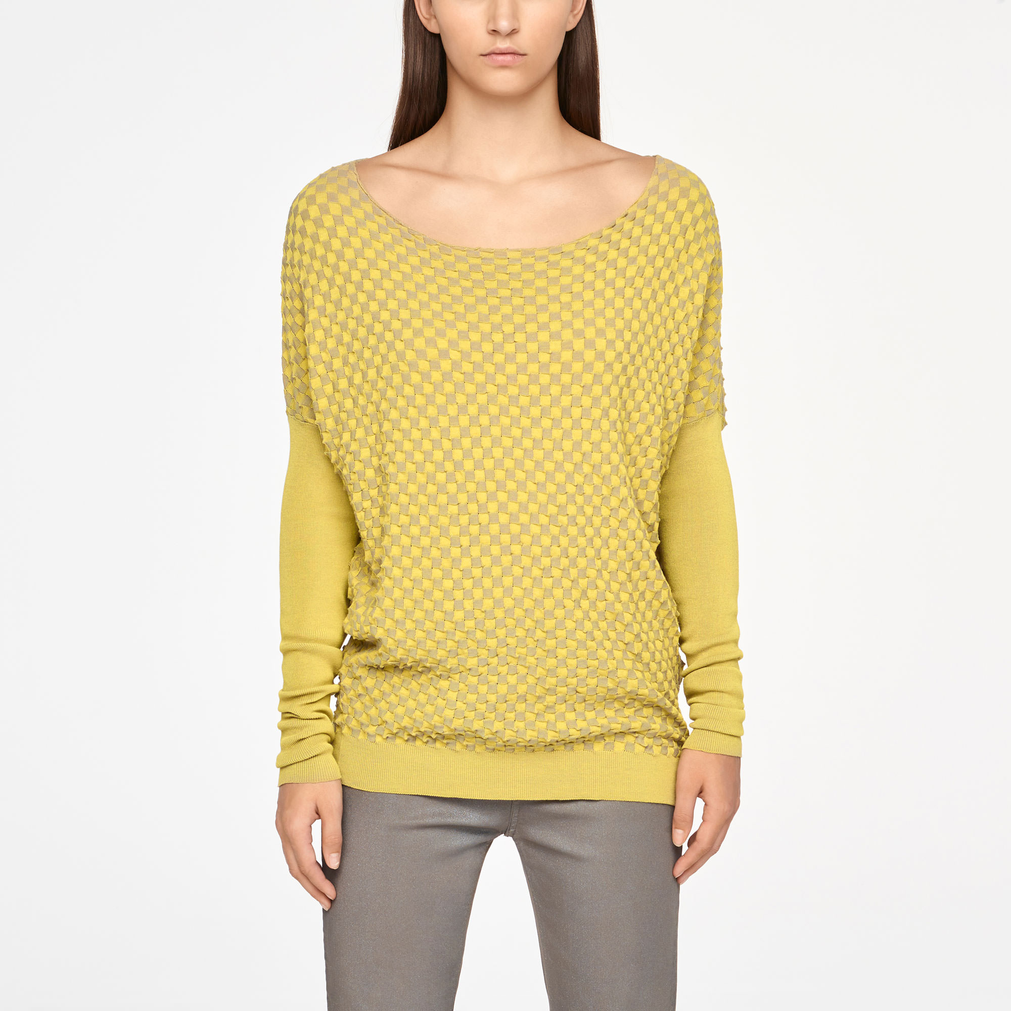 yellow checkered sweater