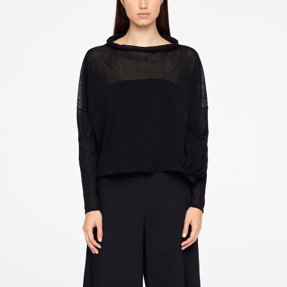 Sarah Pacini COTTON SWEATER - COWL NECK Front