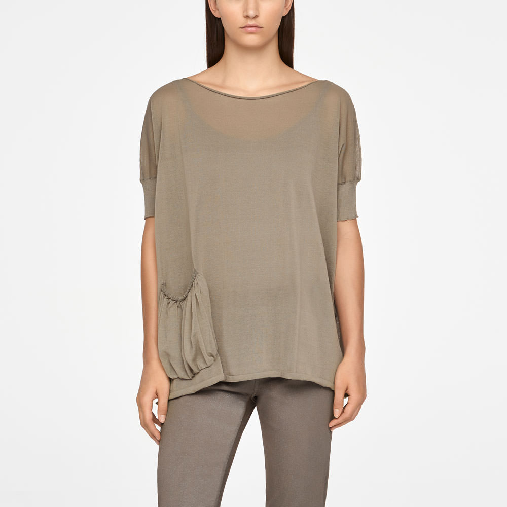 Sarah Pacini PULL LONG - POCHE PLISSÉE De face