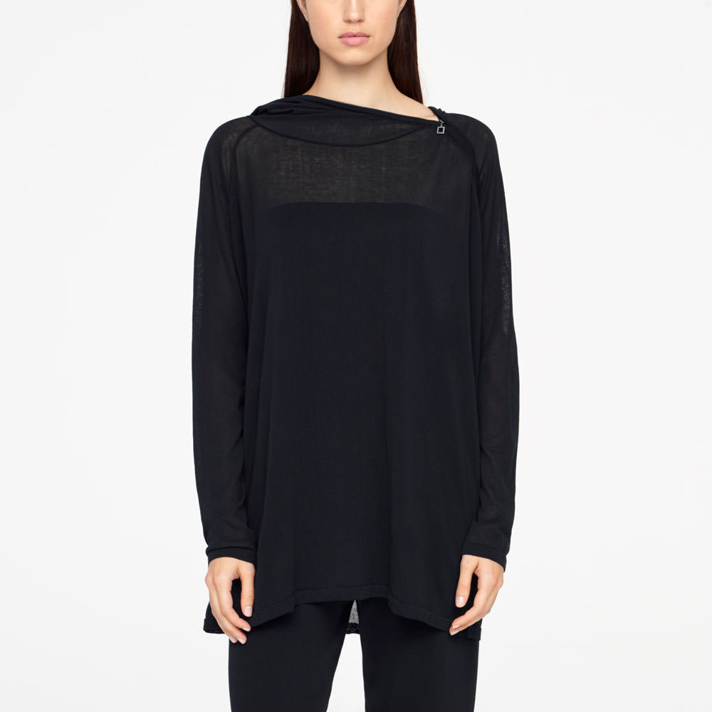 Sarah Pacini PULL A CAPUCHE - COL ZIPPÉ De face
