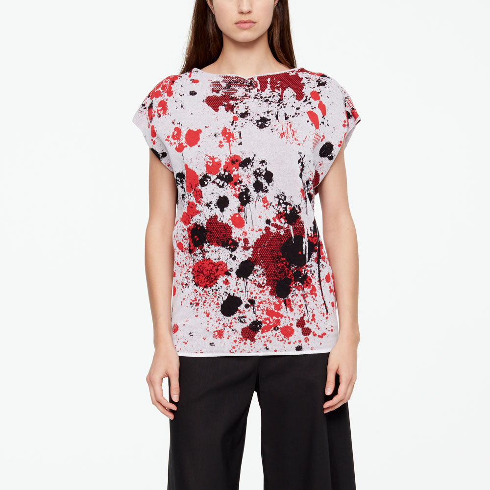 Sarah Pacini MURAL SWEATER - CAP SLEEVES Front